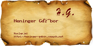 Heninger Gábor névjegykártya